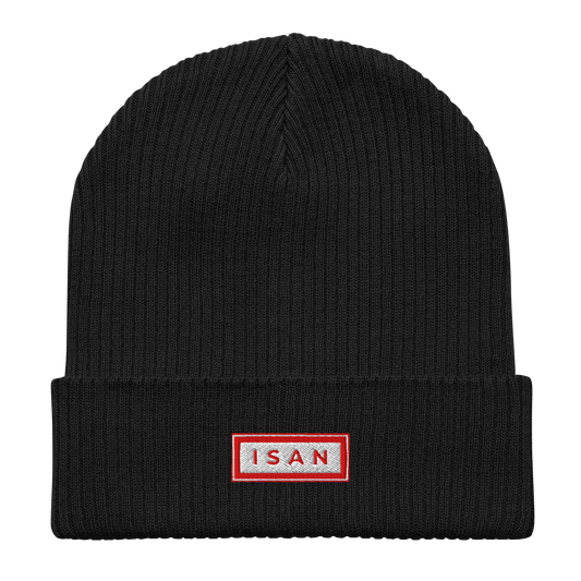 ISAN RED Organic Ribbed Beanie